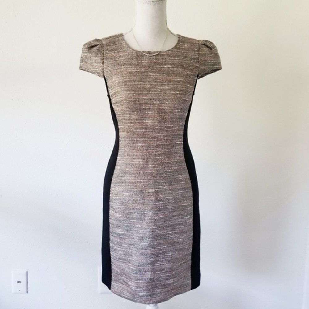 Anthropologie Moulinette Soeurs Grisaille Hourglass Metallic Cap Sleeve Dress
